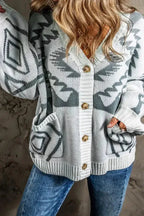 Light Grey Aztec Cardigan - Fashionfitz