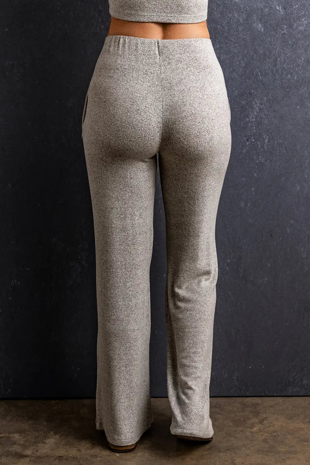 Light grey elastic waist loose straight pants - lounge trousers