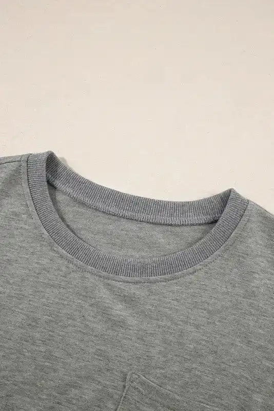 Light Grey Exposed Seam Loose T Shirt - Fashionfitz