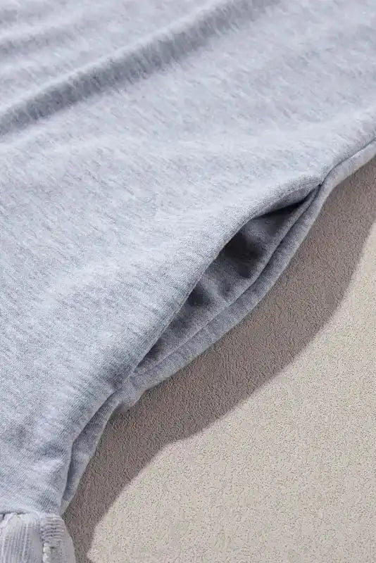 Light Grey Lace Floral Patchwork Ruffled T-shirt Dress - Fashionfitz