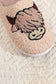 Light pink moon & clock pattern fuzzy home slippers