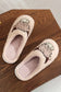 Light pink moon & clock pattern fuzzy home slippers