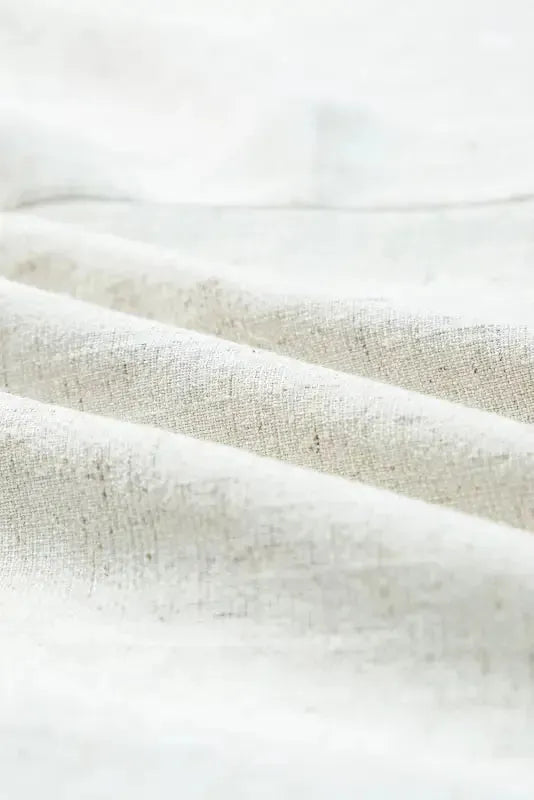 Linen Romper - Beige Sleeveless V Neck Buttoned - Fashionfitz