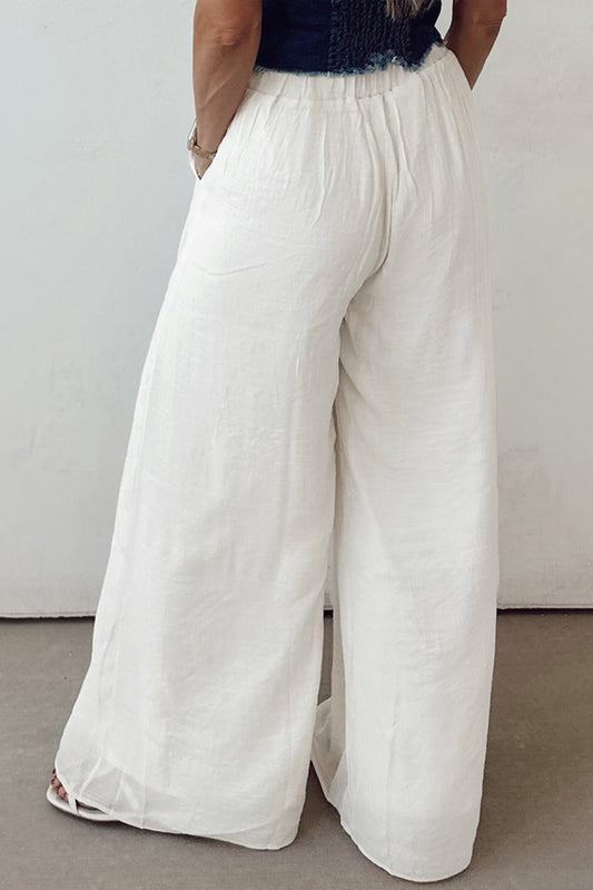 Fashionfitz Linen Trousers in white with a relaxed fit and an elastic waistband for comfort