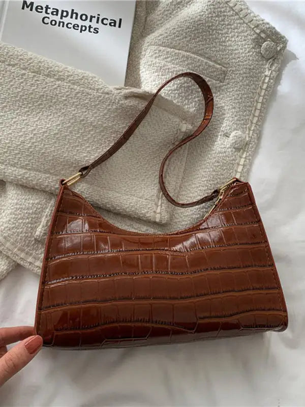 London chic embossed handbag - brown / f - shoulder bags