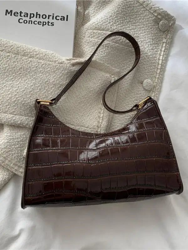 London chic embossed handbag - dark brown / f - shoulder bags