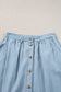 Mist blue fully buttoned long denim skirt - bottoms/skirts & petticoat