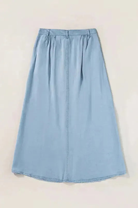Long Denim Skirt - Mist Blue Fully Buttoned - Fashionfitz
