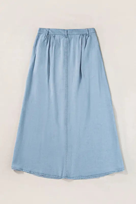 Mist blue fully buttoned long denim skirt - bottoms/skirts & petticoat