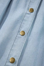 Long Denim Skirt - Mist Blue Fully Buttoned - Fashionfitz