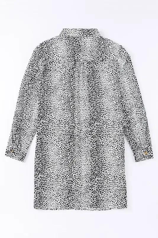 Long sleeve leopard animal print shirt dress - mini dresses