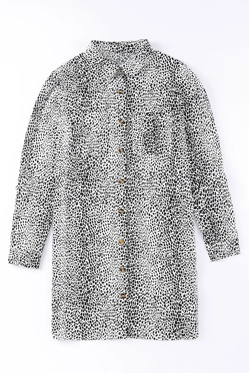 Long sleeve leopard animal print shirt dress - dresses