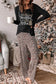 Long sleeve top and leopard print pants lounge set - loungewear