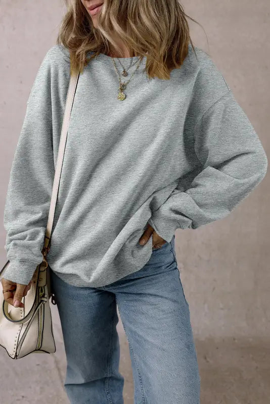 Loose crew neck fleece sweatshirt - sweatshirts