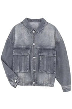 Loose Denim Jacket - Chest Pockets Drop Shoulder - Fashionfitz