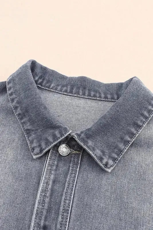 Loose Denim Jacket - Chest Pockets Drop Shoulder - Fashionfitz