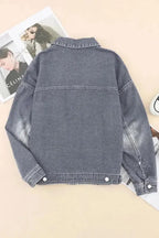 Loose Denim Jacket - Chest Pockets Drop Shoulder - Fashionfitz