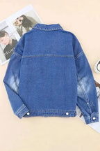 Loose Denim Jacket - Chest Pockets Drop Shoulder - Fashionfitz