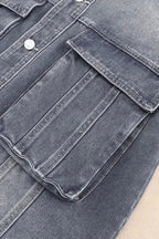 Loose Denim Jacket - Chest Pockets Drop Shoulder - Fashionfitz