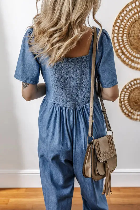 Loose fit denim jumpsuit