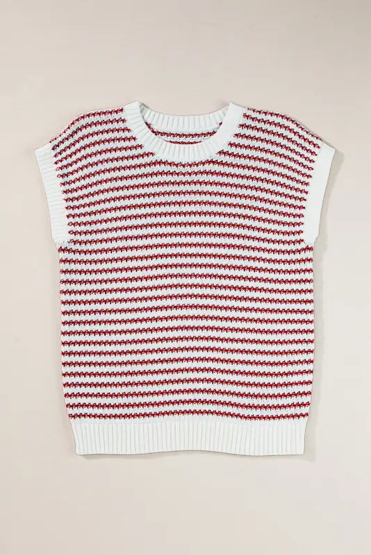 Loose fit vest - red stripe ribbed trim