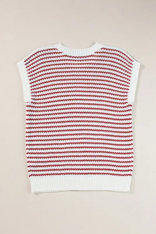 Loose fit vest - red stripe ribbed trim