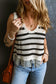 Loose knit fringe tank top - tops