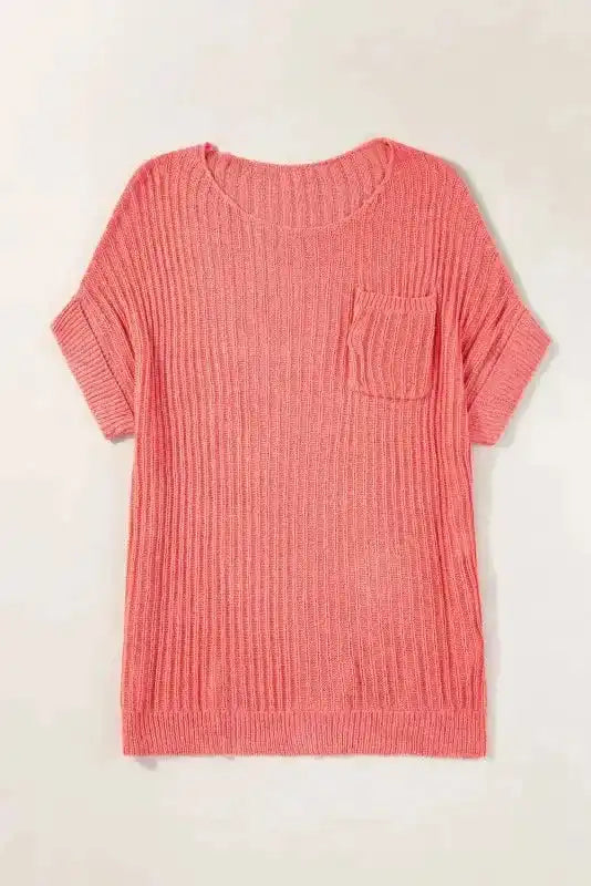 Loose Knit Tee with Slits - Fashionfitz