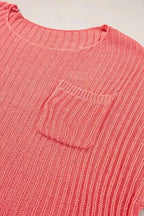 Loose Knit Tee with Slits - Fashionfitz