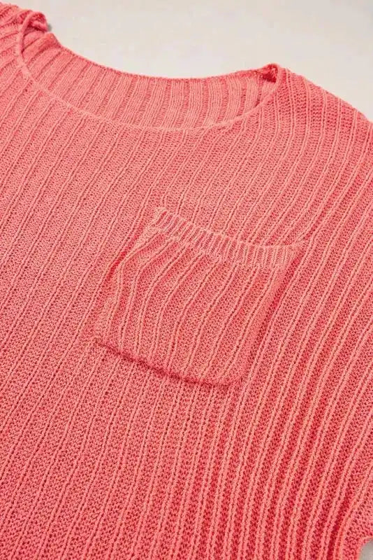 Loose Knit Tee with Slits - Fashionfitz