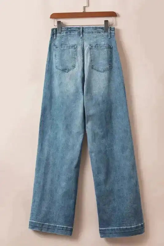 Loose Leg Straight Jeans - Dusk Blue Wash - Fashionfitz