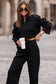 Loose lounge set - black - two piece pants sets