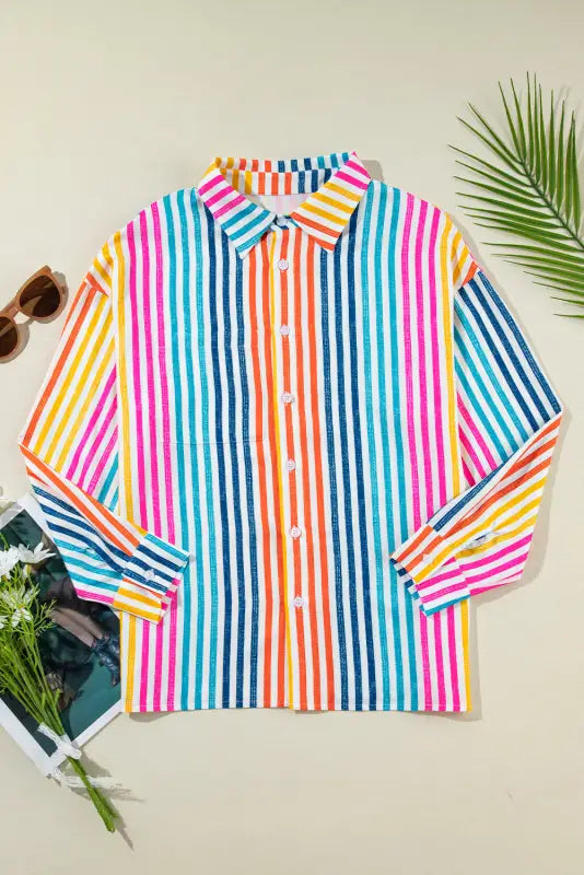 Loose shirt - orange stripe drop shoulder