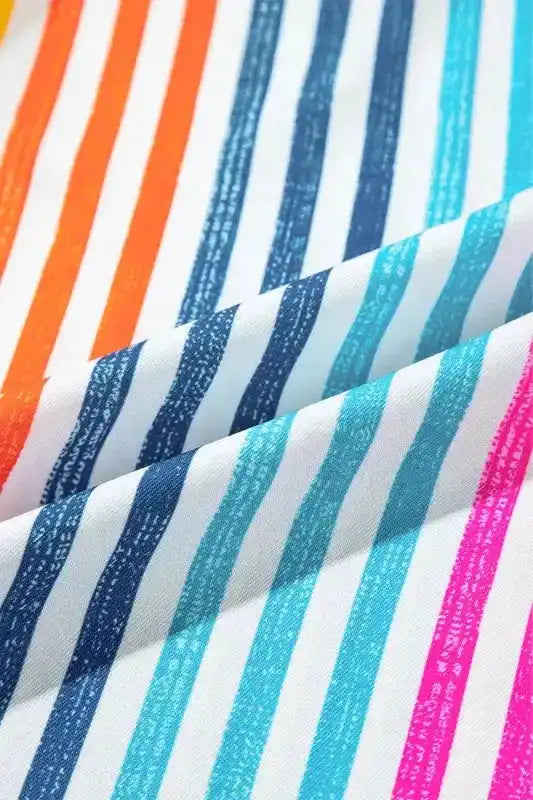 Loose Shirt - Orange Stripe Drop Shoulder - Fashionfitz