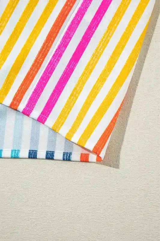 Loose Shirt - Orange Stripe Drop Shoulder - Fashionfitz