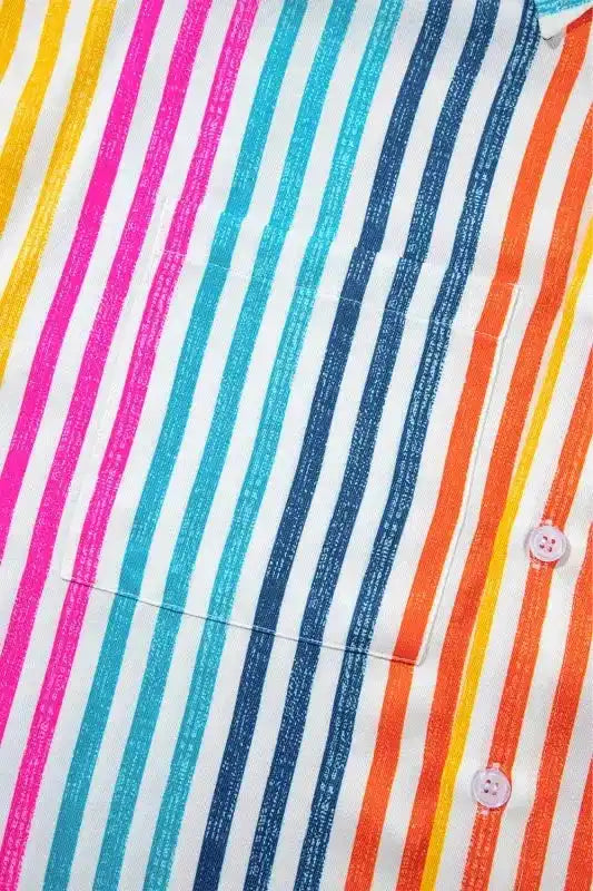 Loose Shirt - Orange Stripe Drop Shoulder - Fashionfitz