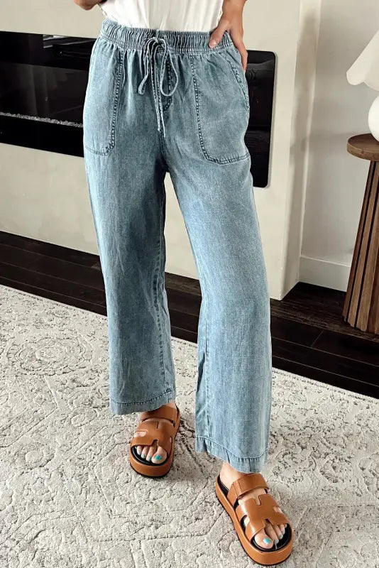 Loose straight denim pants - bottoms/jeans