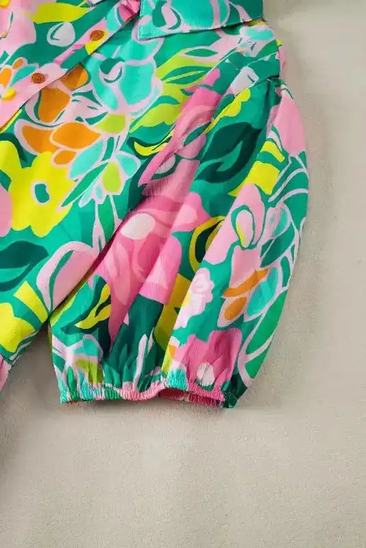 Lorelei Floral Dress - Puff Sleeve Collar Buttoned Babydoll - Fashionfitz