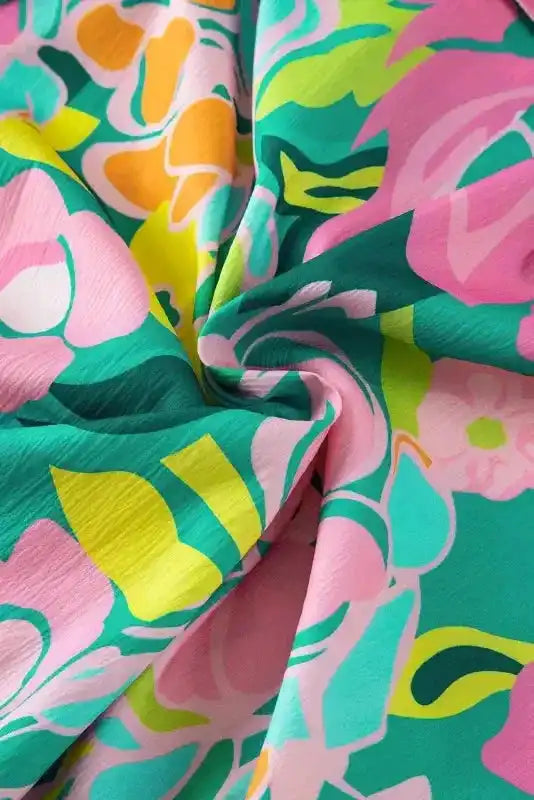 Lorelei Floral Dress - Puff Sleeve Collar Buttoned Babydoll - Fashionfitz