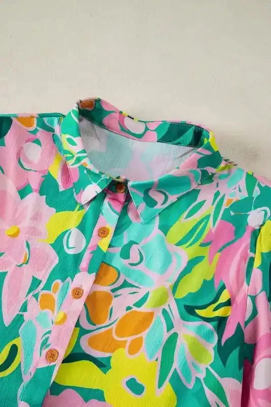 Lorelei Floral Dress - Puff Sleeve Collar Buttoned Babydoll - Fashionfitz