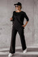 Black Solid Pullover and Seamed Casual Pants Set - Fashionfitz