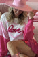 White tinsel love heart graphic color block sleeve sweatshirt - sweatshirts & hoodies