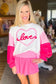 White tinsel love heart graphic color block sleeve sweatshirt - sweatshirts & hoodies