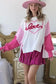 White tinsel love heart graphic color block sleeve sweatshirt - sweatshirts & hoodies