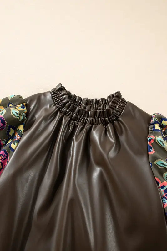 Lucky bloom leatherette blouse