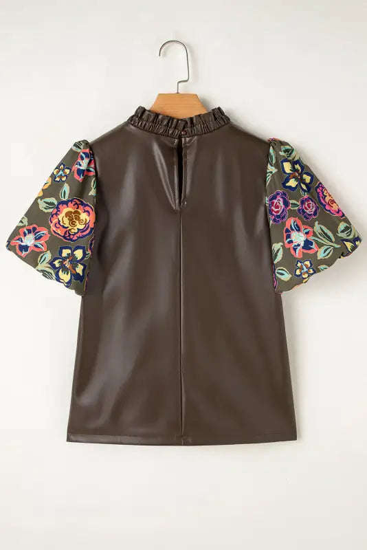 Lucky bloom leatherette blouse