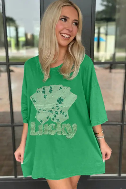 Lucky charm rhinestone dress - bright green