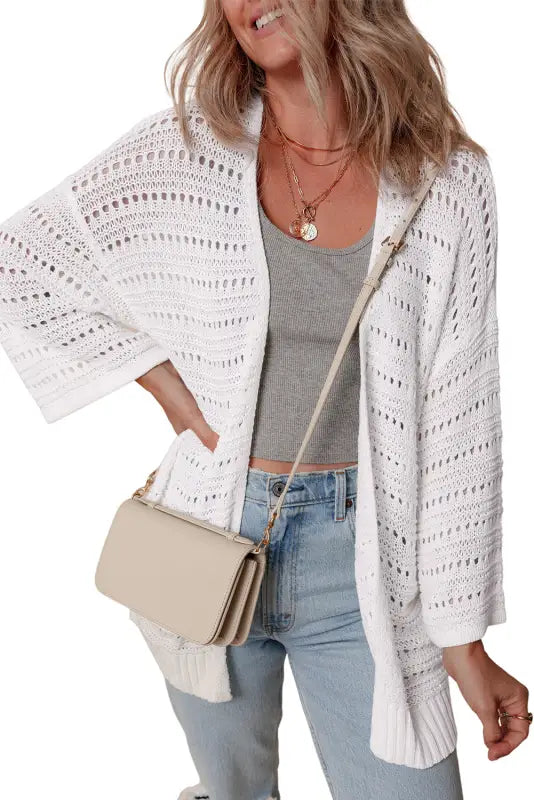 Luxe layer pointelle cardigan | fashionfitz