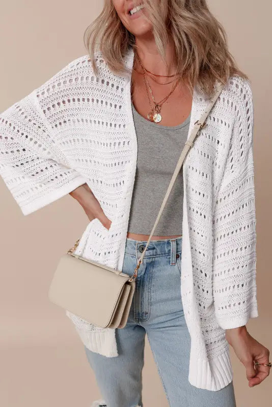 Luxe layer pointelle cardigan | fashionfitz