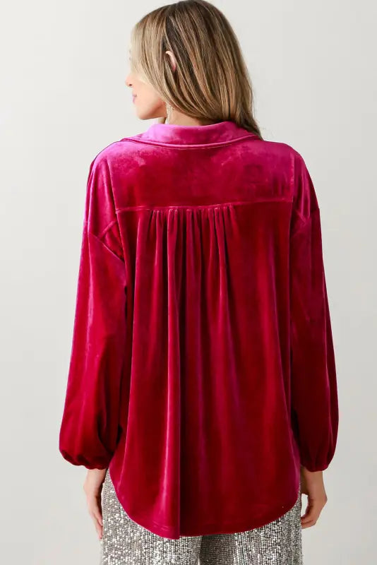 Luxe velvet button-up shirt